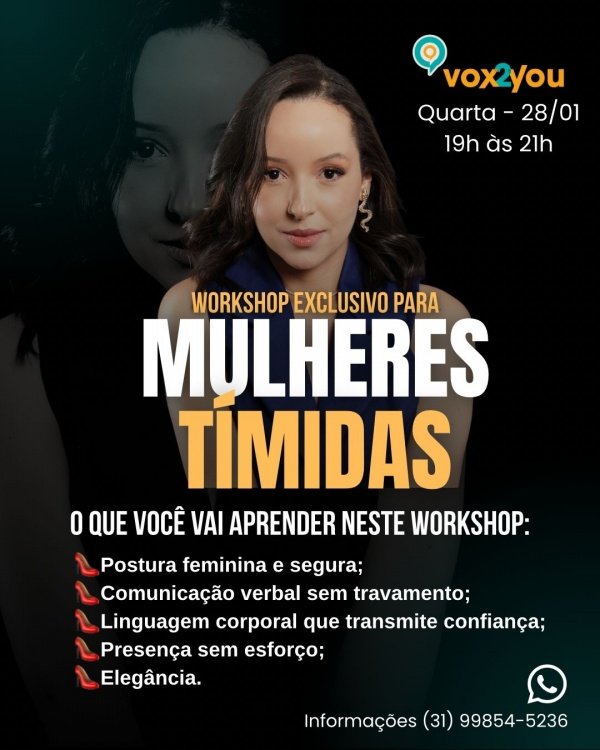 Imagem do evento WORKSHOP EXCLUSIVO PARA MULHERES TÍMIDAS