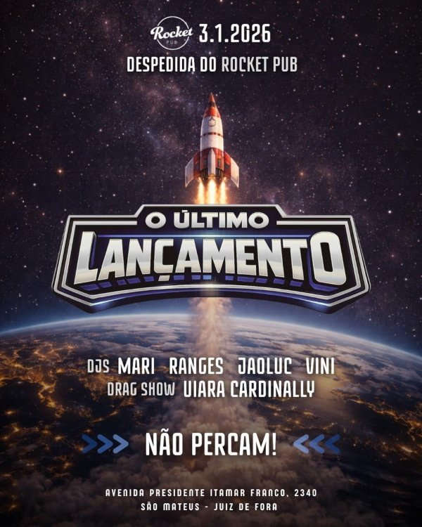 Imagem do evento O ÚLTIMO LANÇAMENTO - DESPEDIDA DO ROCKET PUB - 03/01/26