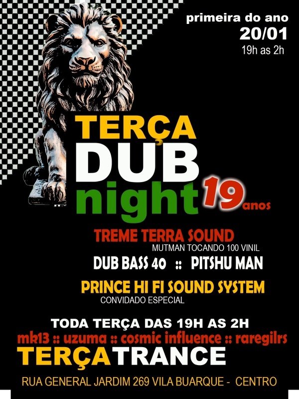 Imagem do evento CCPC 20/1 PRIMEIRA FESTA DE TERÇA DO ANO!!  DUB e PSYTRANCE - das 19hr até as 2hrs da manhã!!