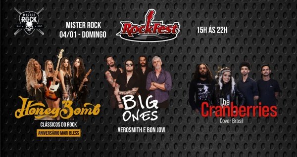 Imagem do evento 04/12 - Rock Fest: Honey Bomb, Big Ones (Bon Jovi e Aerosmith) e The Cranberries Cover Brasil