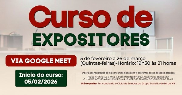 Imagem do evento CURSO DE EXPOSITORES 2026 - MODALIDADE VIRTUAL