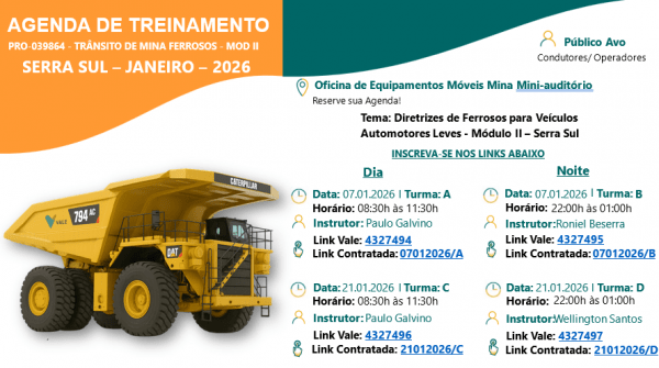 Imagem do evento Plano trânsito e Procedimento de RAC 2 de Ferrosos - Áreas de Lavra de Mina 21/01 "C"