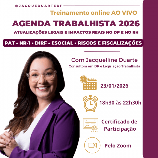 Imagem do evento AGENDA TRABALHISTA 2026 - ATUALIZAÇÕES LEGAIS E IMPACTOS REAIS NO DP E RH