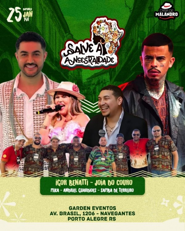 Imagem do evento CASA DE MALANDRO SALVE A ANCESTRALIDADE 25/01 POA