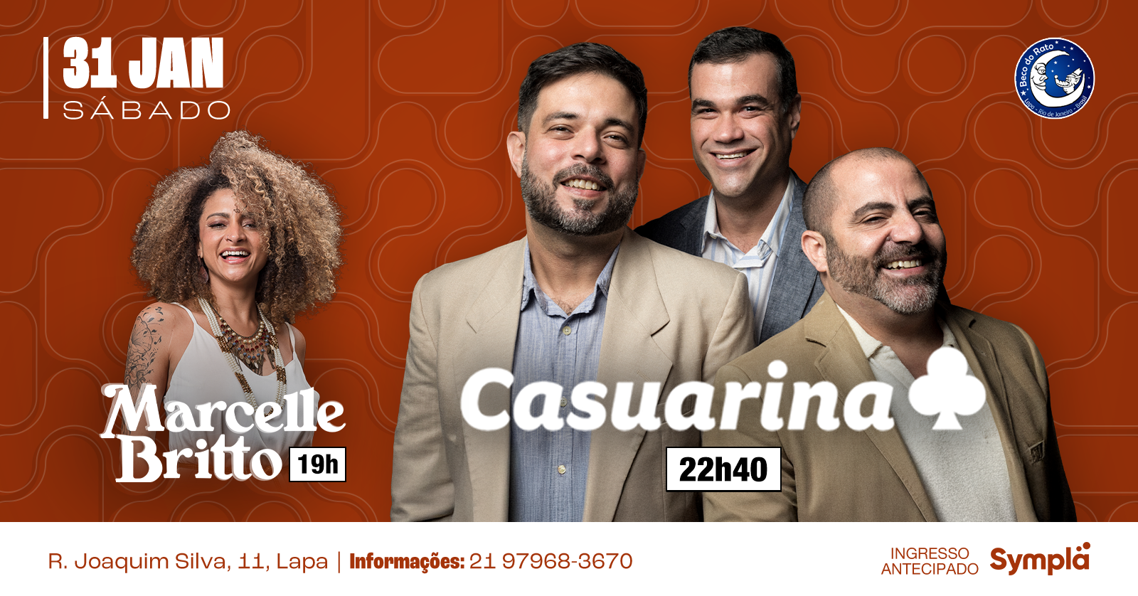 Casuarina no Beco do Rato 31 de janeiro - sábado! - Rio de Janeiro, RJ