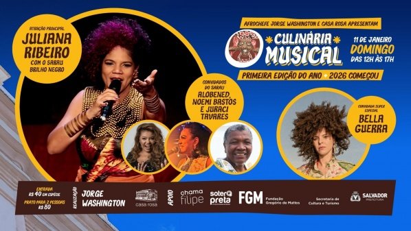 Imagem do evento Culinária Musica (11 JAN)| Juliana Ribeiro leva Sarau Brilho Negro