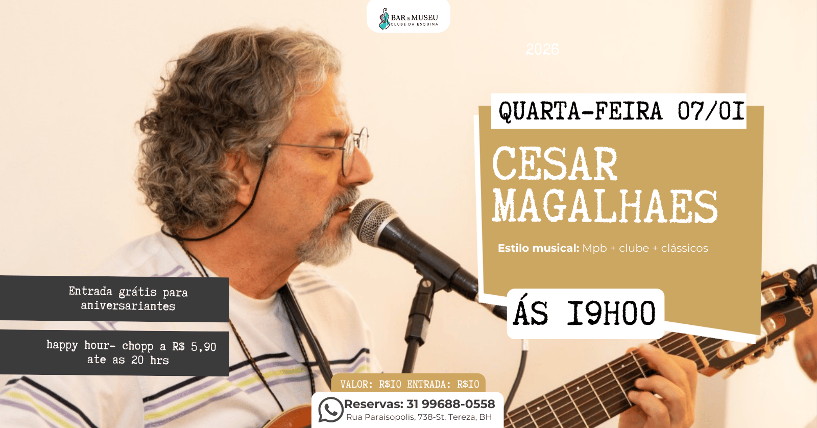 Agenda de Shows 1 César Magalhães canta Clube da Esquina
