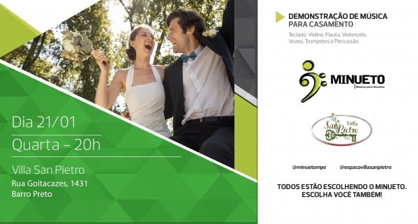 Imagem do evento Demonstração de Música de Casamento - Minueto Música para Eventos - Janeiro 2026