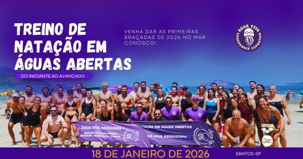 Imagem do evento Treino Natação em Águas Abertas Água Viva _ 18/01/2026_ Praia da Aparecida, Santos
