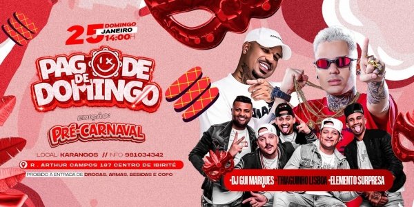 Imagem do evento PAGODE DE DOMINGO _ EDIÇÃO PRE CARNAVAL
