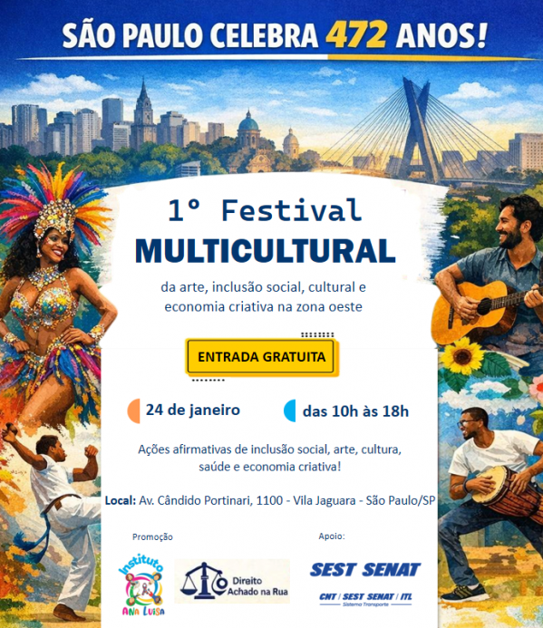 Imagem do evento I Festival Multicultural de Arte, Cultura, Saúde e Economia Criativa da Zona Oeste