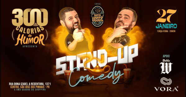 Imagem do evento 27/01 - 3000 Calorias de Humor no Bar da Vosge - Show de Stand-up Comedy em São José dos Pinhais