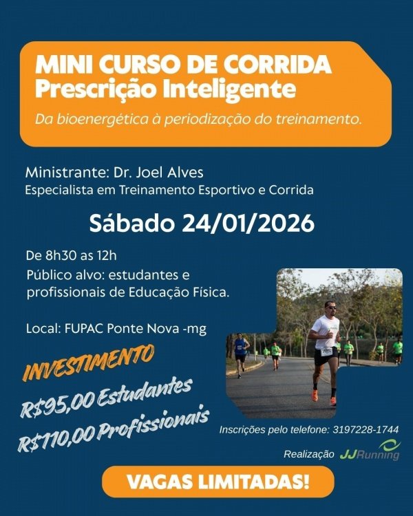 Imagem do evento Mini Curso de Corrida: Prescrição Inteligente - Da bioenergética à periodização do treinamento.