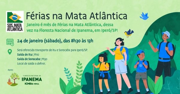 Imagem do evento Férias na Mata Atlântica: Trilhas na Floresta Nacional de Ipanema, Iperó/SP