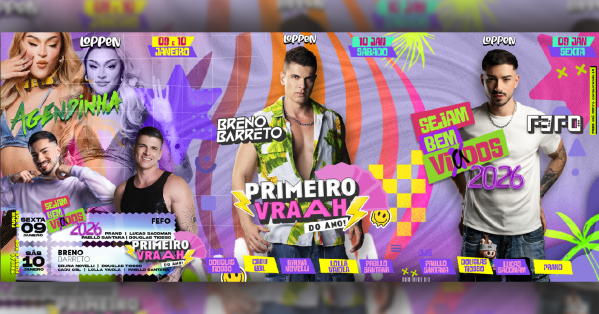 Imagem do evento PRIMEIRO VRAAH DO ANO sábado com BRENO BARRETO|SEJAM BEM VIADOS 2026 sexta com FEFO