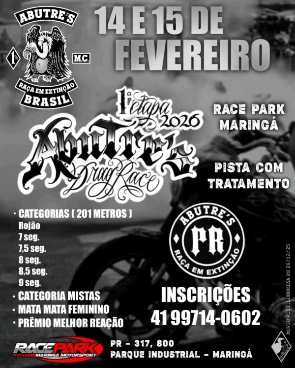 Imagem do evento 1° ETAPA 2026 ABUTRES DRAG RACE
