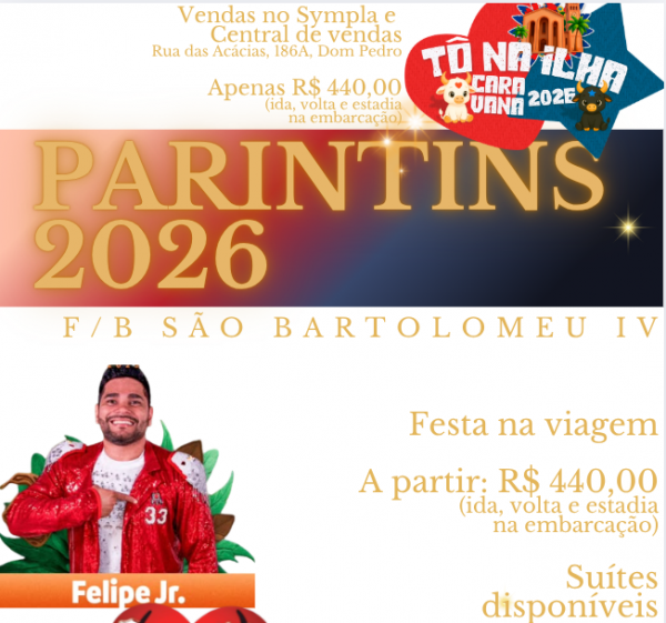Imagem do evento Caravana Parintins 2026 - F/B São Bartolomeu IV - Tô na Ilha
