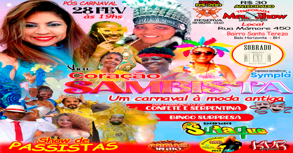 Imagem do evento Show CORAÇÃO SAMBISTA um carnaval à moda antiga em BH