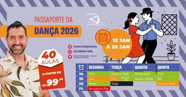 Imagem do evento Passaporte da Dança 2026 ! - Forró , Zouk , Danças Urbanas , Samba no pé, Dança do Ventre