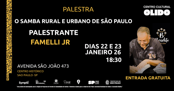 Imagem do evento Palestra Samba Rural e Urbano de São Paulo com Famelli Jr