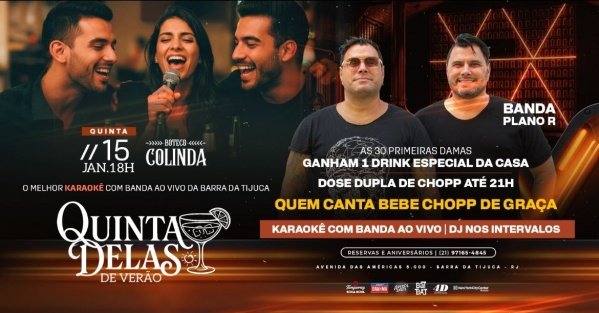 Imagem do evento Quinta (15/01) - QUINTA DELAS DE VERÃO