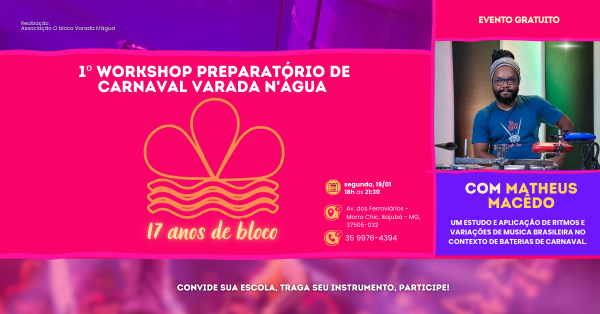 Imagem do evento 1º workshop PREPARATÓRIO DE CARNAVAL VARADA N'ÁGUA
