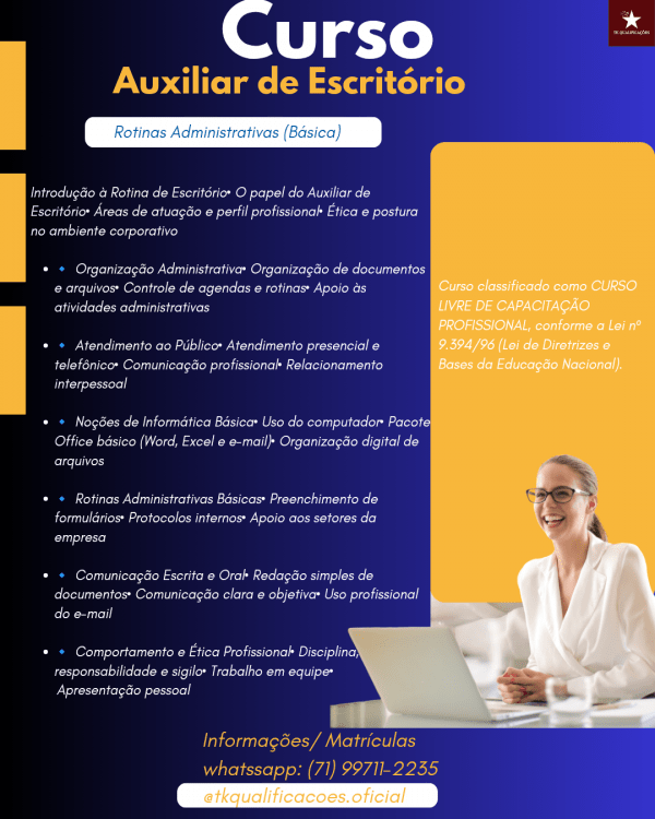 Imagem do evento Curso Livre Auxiliar de Escritório