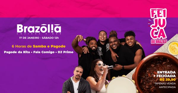 Imagem do evento FEIJUCA DO BRAZAS - Feijoada com samba e pagode Sábado 17.01