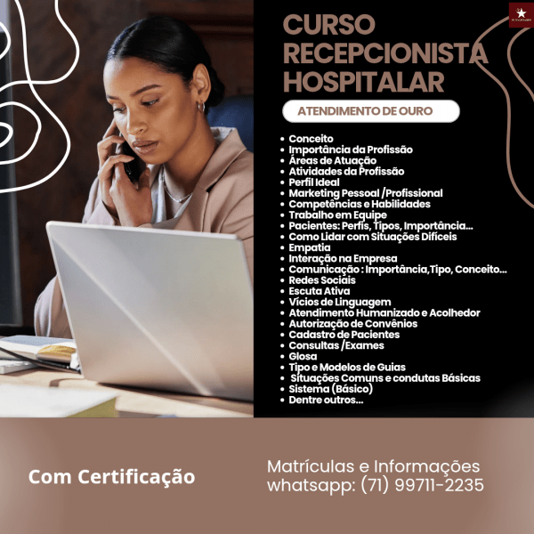 Imagem do evento Curso Livre Recepcionista Hospitalar