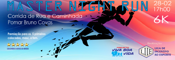 Imagem do evento MASTER NIGHT RUN - Corrida de Rua e Caminhada NOTURNA