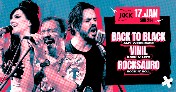 Imagem do evento SÁBADO JACK! BACK TO BLACK (AMY WINEHOUSE) + VINIL (ROCK N' HITS) + ROCKSAURO (ROCK N' ROLL)
