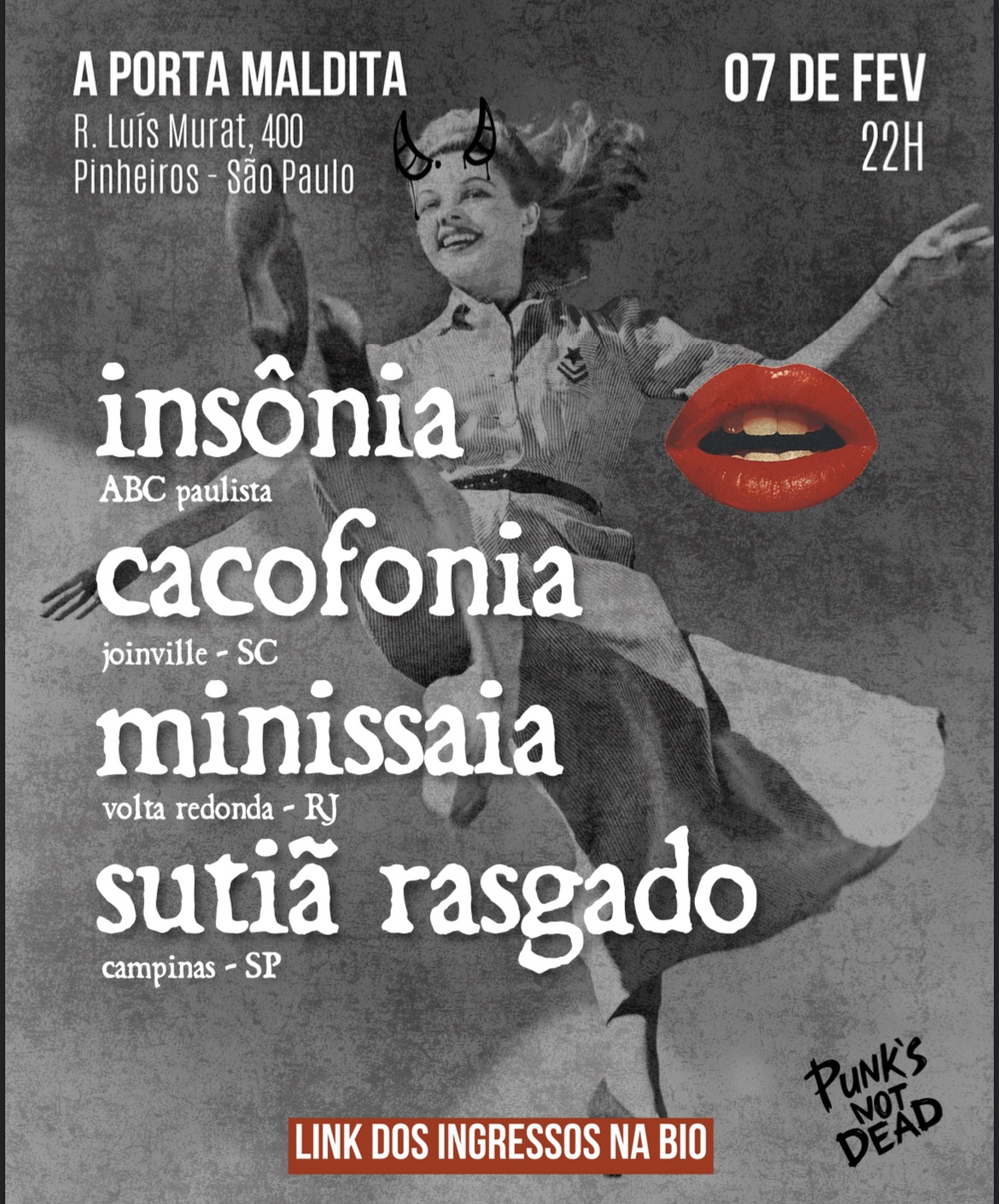 A PORTA MALDITA - INSÔNIA + CACOFONIA + MINISSAIA + SUTIÃ RASGADO - São Paulo, SP