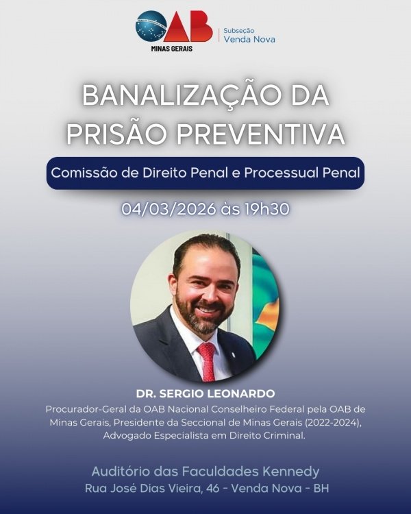Imagem do evento BANALIZAÇÃO DA PRISÃO PREVENTIVA