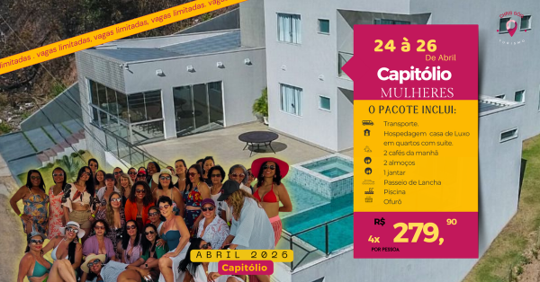 Imagem do evento Casa de Luxo em Capitólio- Entrada R$ 279,90 + 3x  R$ 279,90 até dia 18/04