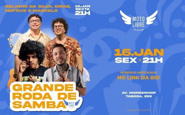 Imagem do evento Grande Roda de Samba ~ Belinho + Dipas + Mateus e Marcelo 