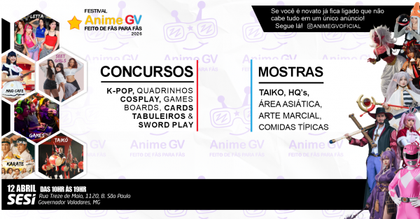 Imagem do evento FESTIVAL ANIME GV 2026 & HALLYU FESTIVAL 2026!