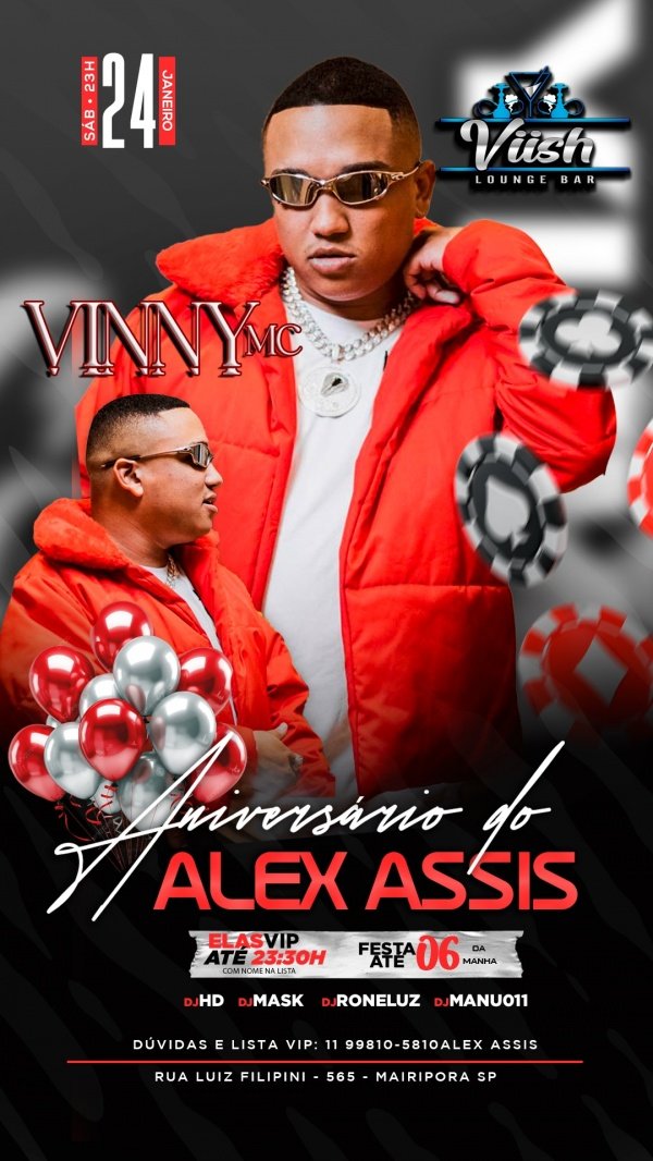 Imagem do evento SÁBADO 24 de Janeiro - VINNY MC