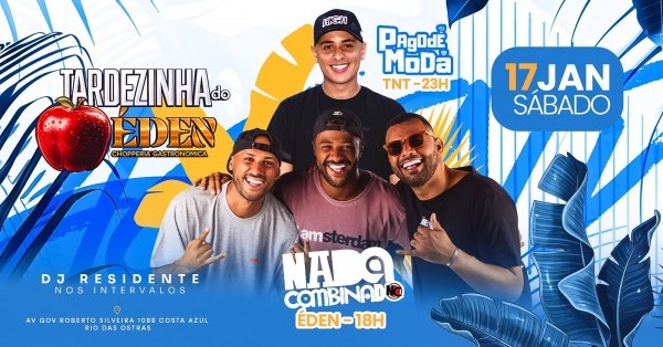 Imagem do evento Tardezinha do Éden |  17JAN (SAB) | Tô no Trabalho