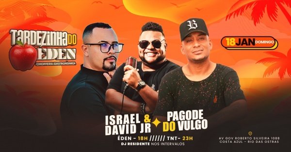 Imagem do evento Tardezinha do Éden |  18JAN (DOM) | Tô no Trabalho