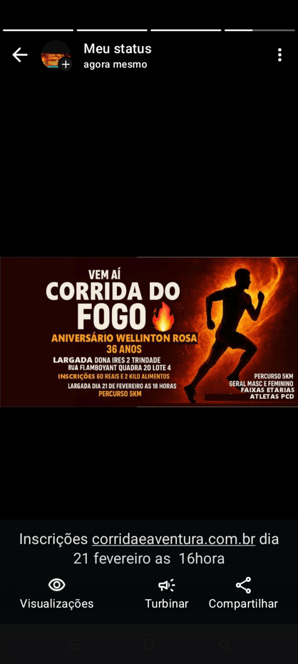 Imagem do evento Corrida do fogo aniversário Wellington rosa 36ano