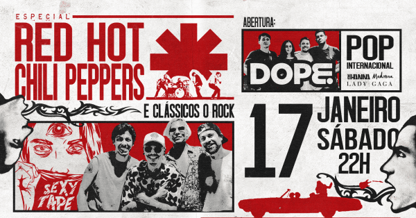 Imagem do evento ESPECIAL RED HOT CHILI PEPPERS + ESPECIAL POP INTERNACIONAL