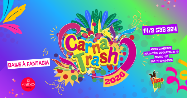 Imagem do evento CarnaTrash 2026 - Baile à Fantasia - 14/2 - Anexo Cambridge