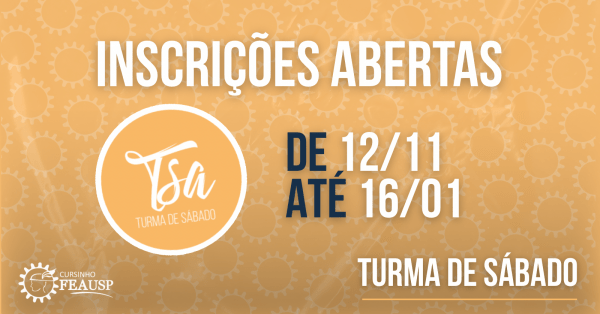 Imagem do evento TURMA DE SÁBADO  (TSA) - CURSINHO FEAUSP 2026