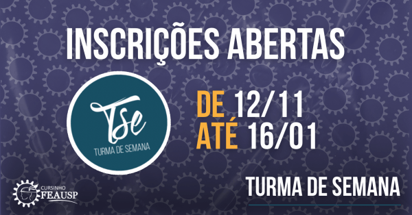 Imagem do evento TURMA DE SEMANA (TSE) - CURSINHO FEAUSP 2026