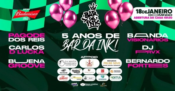 Imagem do evento 5 ANOS DE BAR DA INK - Uma história contada em som
