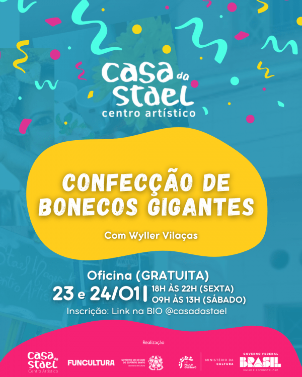 Imagem do evento OFICINA GRATUITA: Confecção de bonecos gigantes (com Wyller Vilaças)