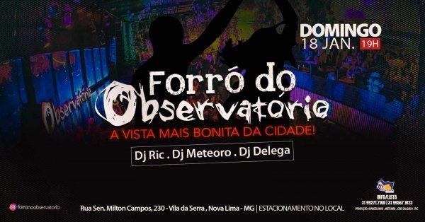 Imagem do evento DOMINGO | FORRÓ DO OBSERVATÓRIO | ESTAMOS DE VOLTA