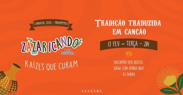 Imagem do evento CARNAVAL PIRENÓPOLIS 2026 - TRADIÇÃO TRADUZIDA EM CANÇÃO- TERÇA - ZAZÁ CAFÉ