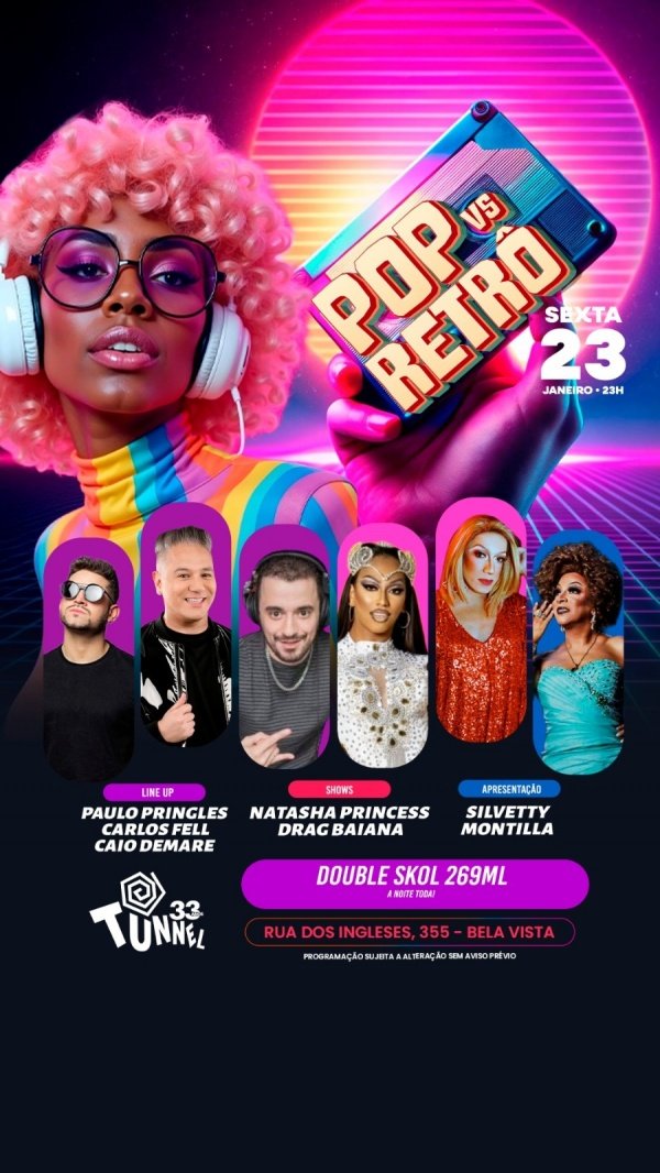 Imagem do evento SEXTA POP VS RETRO 23-01