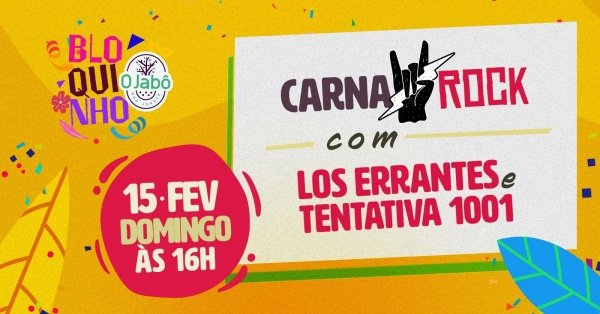 Imagem do evento Bloquinho do Jabô (Domingo) - Carna Rock